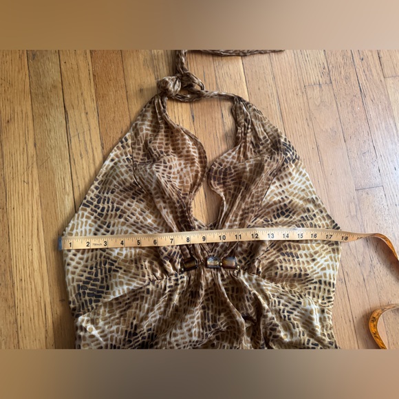 Y2K Vintage Donna Ricco Silk Snake Skin Print Halter Dress Sz M - Picture 8 of 9